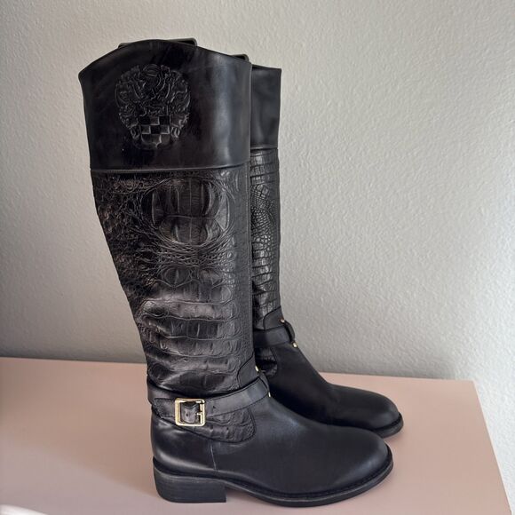 Vince Camuto VC-Flavian Alligator Print Leather Boot Size 5B/35 - Picture 1 of 9